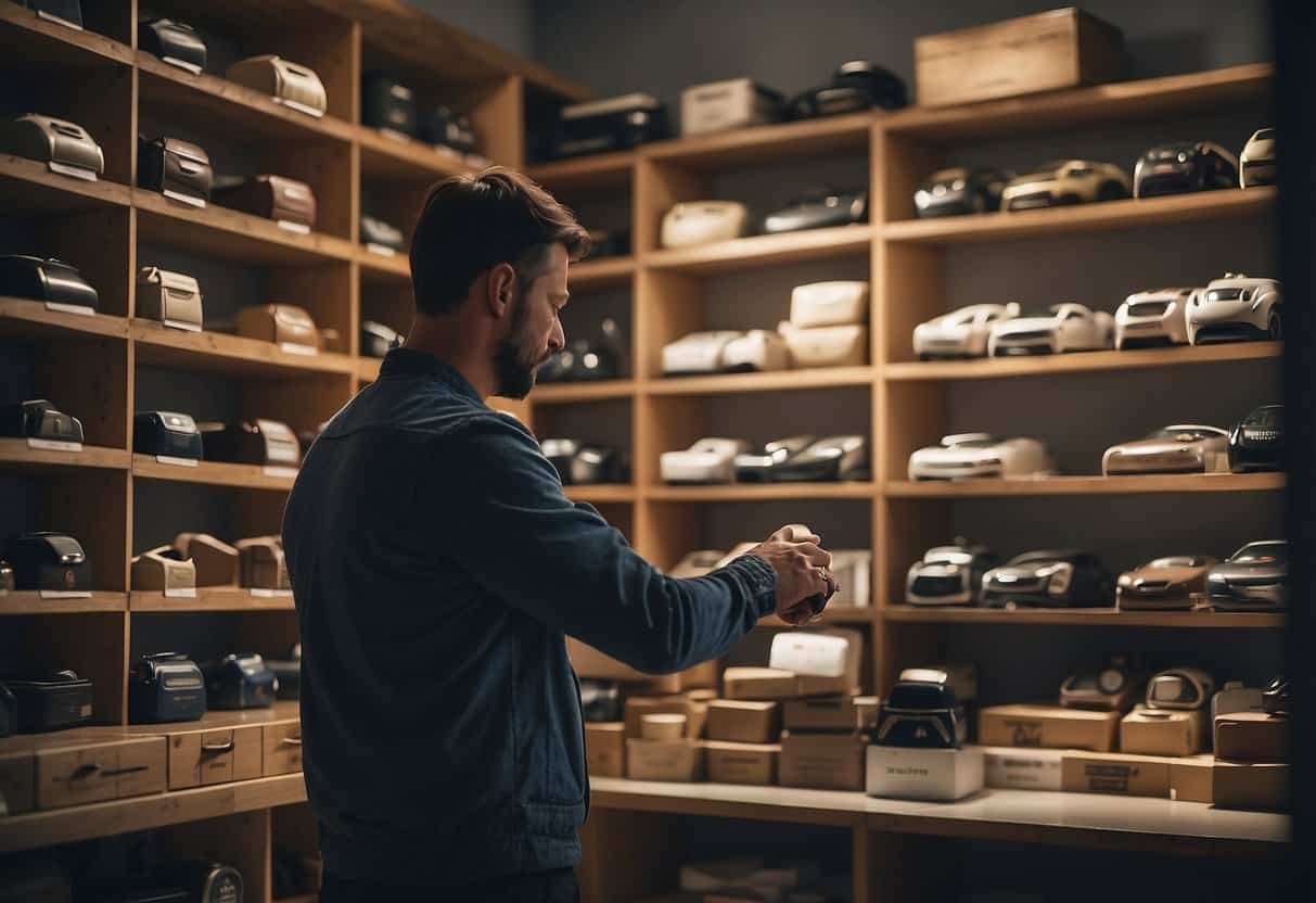 A person carefully choosing furniture with sustainable labels from recognized brands